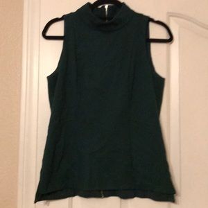 WHBM Forest Green sleeveless top w/ zipper down bk
